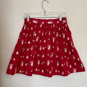 ModCloth Christmas Cat Skirt with Pockets